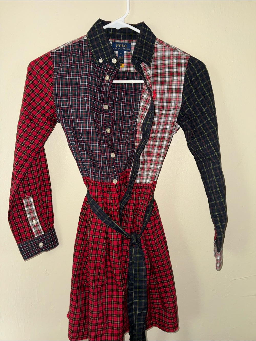 Polo by Ralph Lauren Red Plaid Mixed-Tartan Shirt Dress